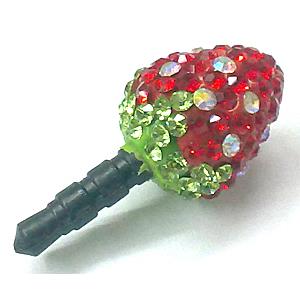 Earphone Jack Dust Cap Plug, fimo with mideast rhinestone, 12x26mm