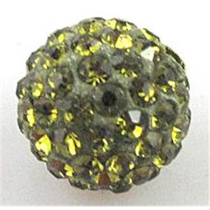 round Fimo Beads pave rhinestone, olive, 8mm dia