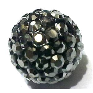 round Fimo Beads pave rhinestone, black, 10mm dia