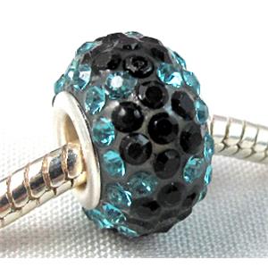 acrylic bead with middle east rhinestone, 10x15mm, 5mm hole