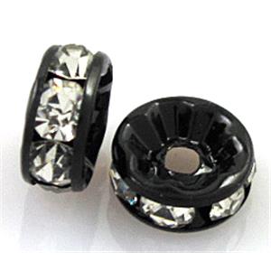 rondelle rhinestone, mideast Rhinestone, black, approx 10mm