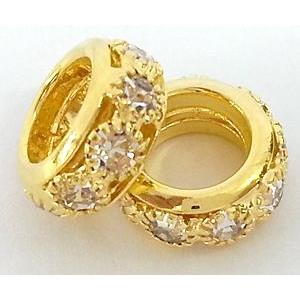 rondelle rhinestone, mideast rhinestone, gold, 10mm dia