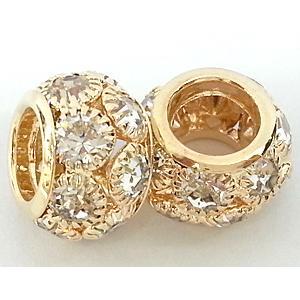 rondelle rhinestone, mideast rhinestone, light-gold, approx 14mm dia, 10mm hole