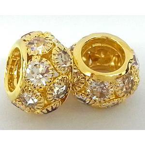 rondelle rhinestone, mideast rhinestone, gold, approx 14mm dia, 10mm hole