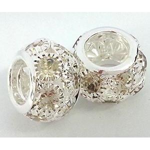 rondelle rhinestone, mideast rhinestone, silver plated, approx 14mm dia, 10mm hole