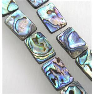 Paua Abalone shell bead, rectangle, 13x18mm, 22pcs per st