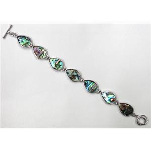 Paua Abalone shell bracelet, mxied, 15x21mm, approx 8 inch(20cm) length