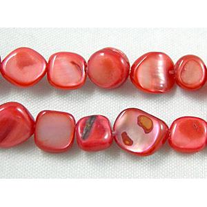 32 inches string of freshwater shell beads, freeform, red, about 5-8mm wide, 7-11mm length, 120pcs per st