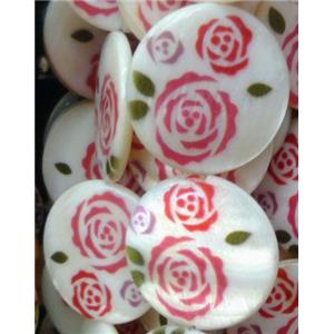 graphical Shell Beads, flat round, 20mm dia, 20pcs per st