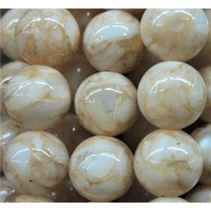 mother of pearl bead, round, 10mm dia