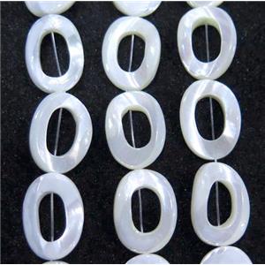 mother of pearl bead, oval ring, white, approx 18x25mm