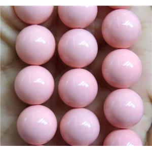 pink Pearlized Shell Beads, round, approx 12mm dia