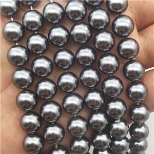 Deepgray Pearlized Shell Beads Smooth Round, approx 8mm dia