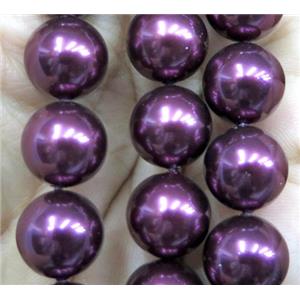 purple Pearlized Shell Beads, round, approx 12mm dia