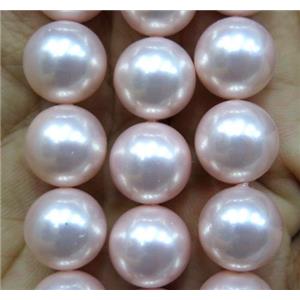 pink Pearlized Shell Beads, round, approx 8mm dia