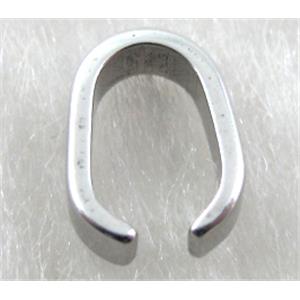 Stainless Steel Hinge Pinch Bail, platinum plated, 6x8mm