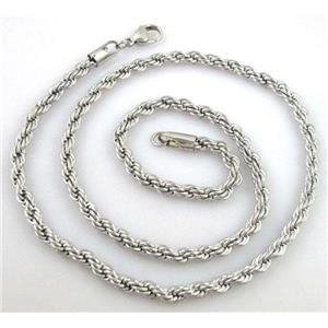 Stainless Steel Necklace, platinum plated, 5mm dia, approx 21.5 inch(55cm) length