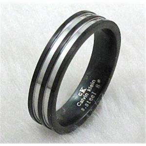 Stainless steel Ring, black, inside: 20mm dia