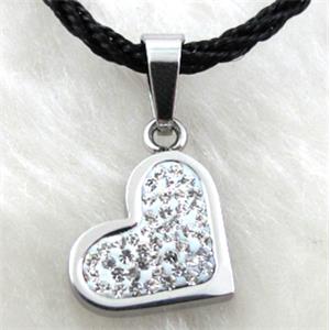 Stainless steel pendants, Rhinestone, nickel free, 15mm wide