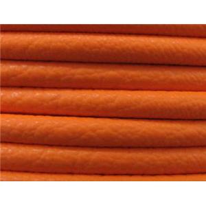 PU Leather Cord, round, orange, approx 4mm dia