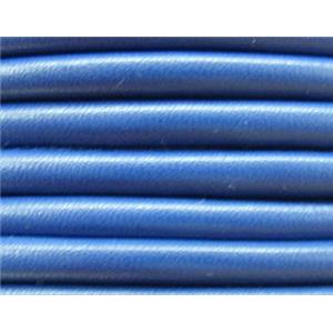 PU Leather Cord, round, blue, approx 4mm dia