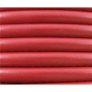 PU leather Cord, round, red, approx 4mm dia