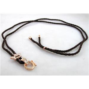 Necklace Cord, Rattail Nylon, alloy clasp with rhinestone, wire:3mm, 32 inch length