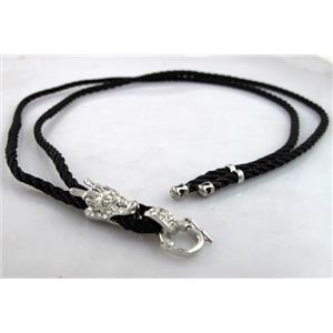 Sennit Necklace Cord, Rattail Nylon, alloy clasp with rhinestone, wire:3mm, 32 inch length