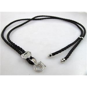 Sennit Necklace Cord, Rattail Nylon, alloy clasp with rhinestone, wire:3mm, 32 inch length