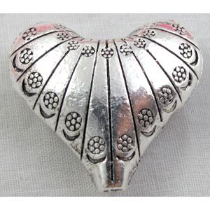 Tibetan Silver Heart Charms, 27x25mm