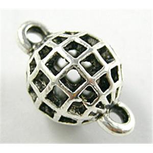 Tibetan Silver round ball, connection, 11mm dia, 18mm length