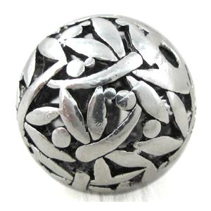 Tibetan Silver Charms Round bead, approx 25mm dia