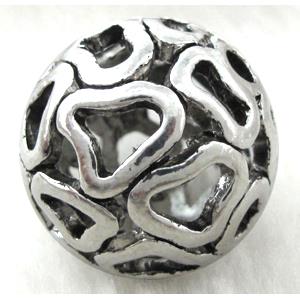 Tibetan Silver Charms Round bead, approx 25mm dia