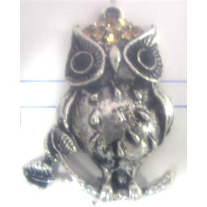 Tibetan Silver owl pendant, 37x26mm