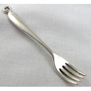 Dessert Fork, Tibetan Silver pendants, Non-Nickel, 55x9mm