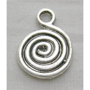 Tibetan Silver Charms Non-Nickel, 13mm diameter