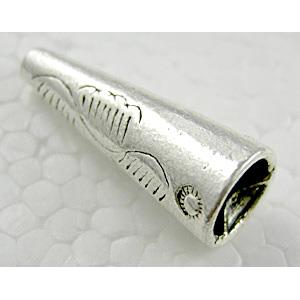 Tibetan Silver trumpet Tube Space beads Non-Nickel, 4-9mm dia, 23mm length
