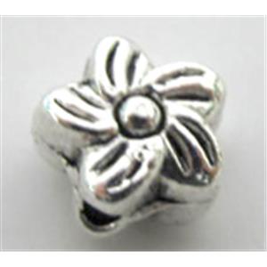Tibetan Silver flower bead, lead free and nickel free, 6mm dia