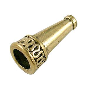 Antique Gold Tibetan Silver trumpet Tube Space beads Non-Nickel, 10mm dia, 22mm length