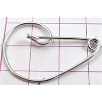 Brooch pins, clip, copper, platinum plated, approx 24x36mm