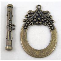 alloy toggle clasps, bronze, approx 40x60mm, stick: 7x50mm