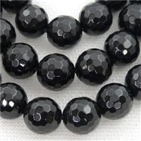 Natural Black Agate Onyx Beads Faceted Round, 16mm dia, 25pcs per st