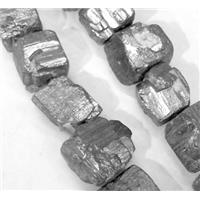 Pyrite beads, freeform cube, approx 10-12mm, 15.5 inches