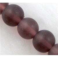 sea glass beads, round, matte, purple, 10mm dia, 34pcs per st
