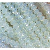 glass crystal bead, faceted wheel, opal, approx 6mm dia, 90pcs per st