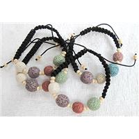 Handmade Lave Bracelet, mix, 12mm dia, 14mm dia, approx 8 inch length