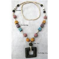 Handmade Lave Necklace, 8x8x8mm, 12x12x12mm,65x50mm, approx 32 inch length