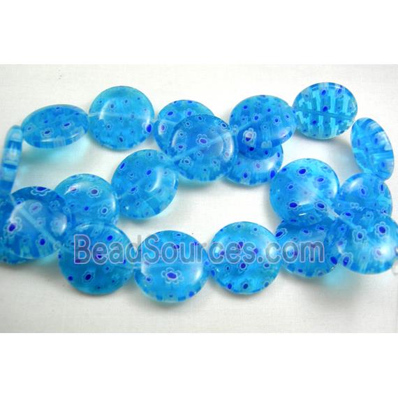 Coin Round Millefiori Glass Beads Multi Flower