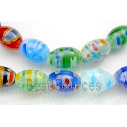 String of Millefiori Glass Rice Shape