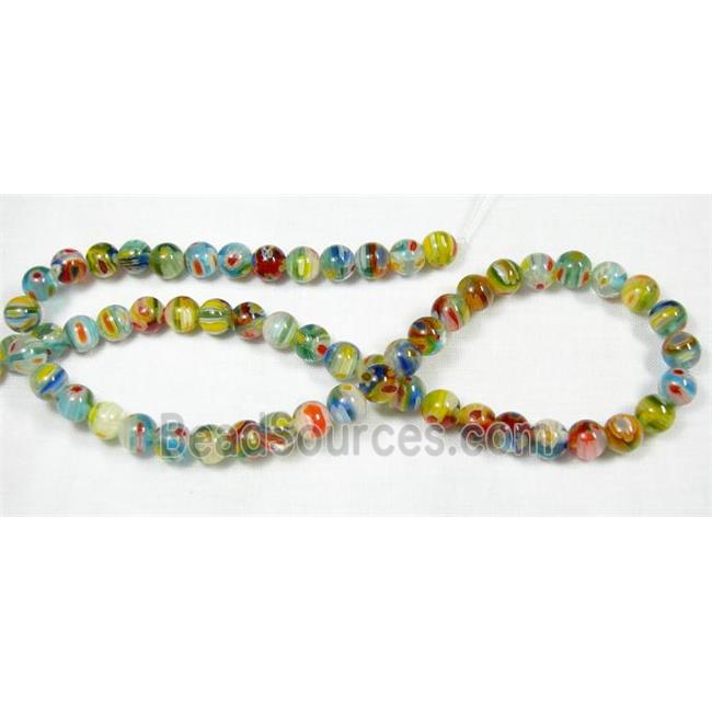 16" string round multi flower millefiori glass